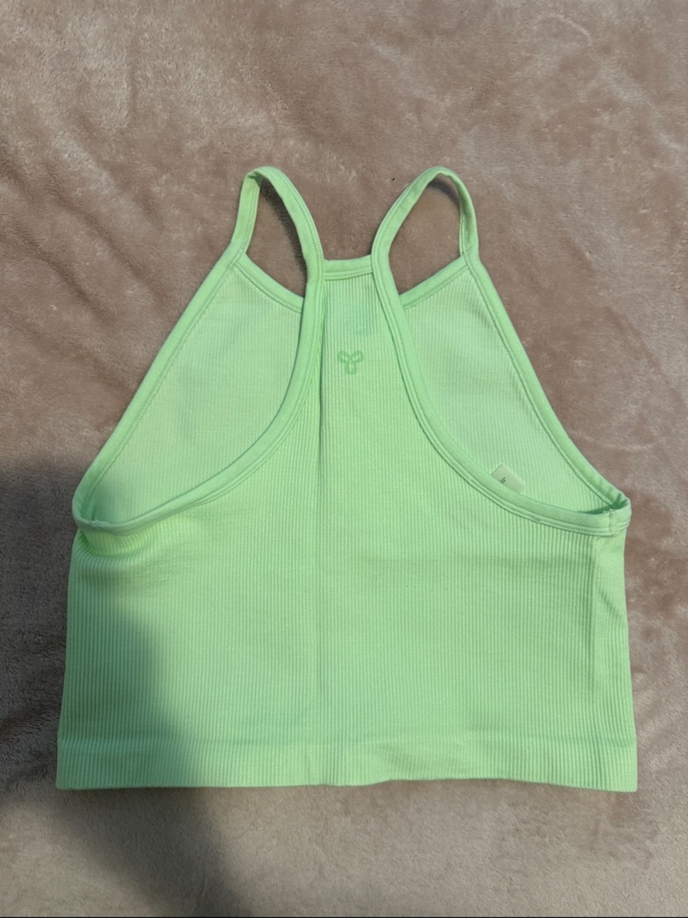 TNA Lime Green Ribbed Racerback Crop Top - Picture 2 of 2